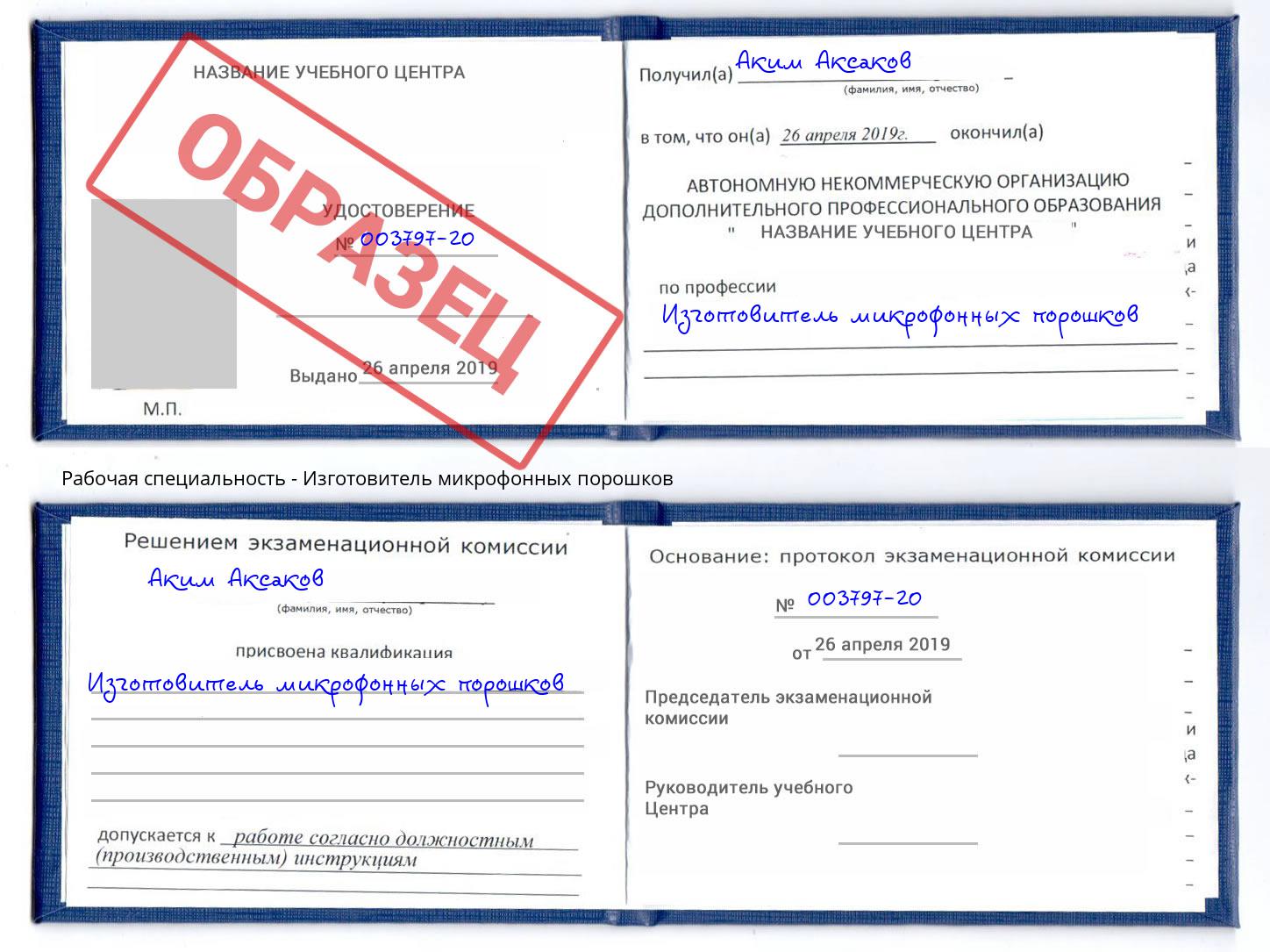 Изготовитель микрофонных порошков Канаш