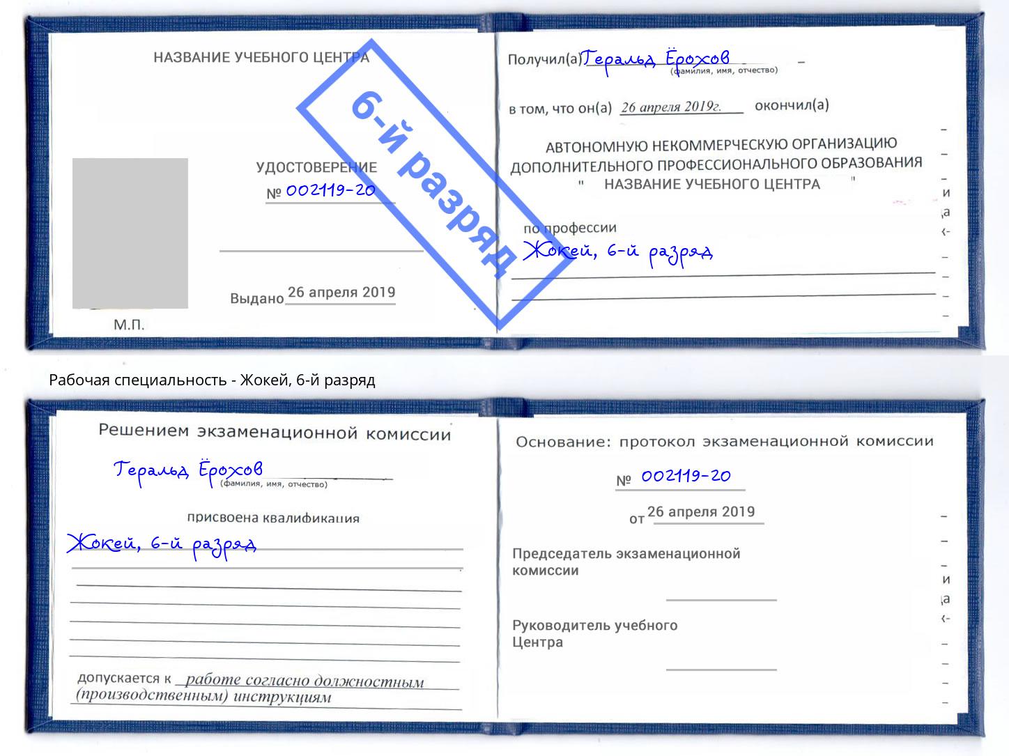 корочка 6-й разряд Жокей Канаш