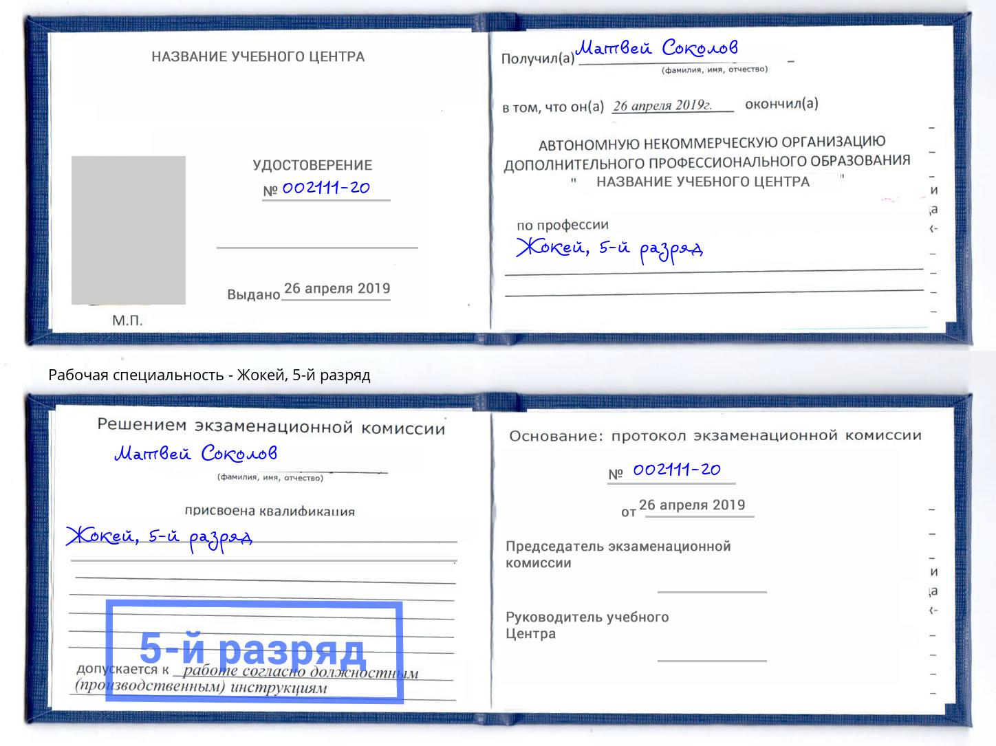 корочка 5-й разряд Жокей Канаш