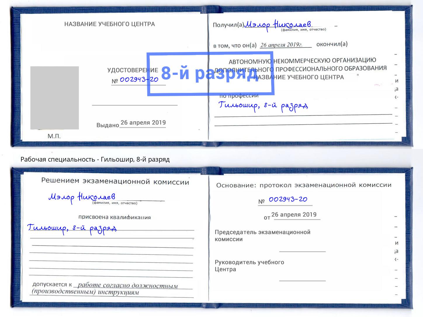 корочка 8-й разряд Гильошир Канаш